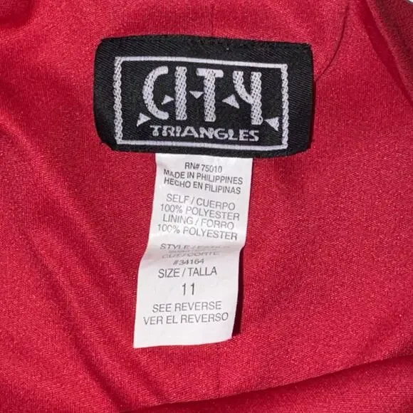 Vtg 90s Y2K City Triangles Red Asymmetrical Ruffle Dress Whimsigoth Fairy 11 - Picture 9 of 10